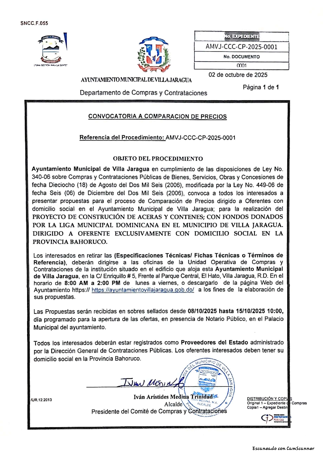 CONVOCATORIA A COMPARACIÓN DE PRECIOS